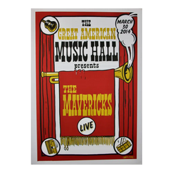 Concert poster for The Mavericks performing at The Great American Music Hall on March 30, 2014.