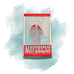Book or publication titled ’The Mavericks’ with a red border and a black-and-white photograph on the cover.