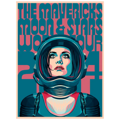 Astronaut wearing a space helmet gazing upward.