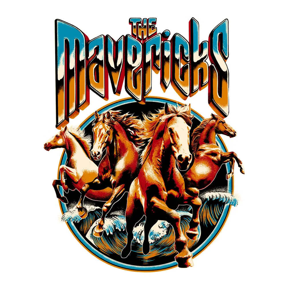 The Mavericks’ band logo with horses.