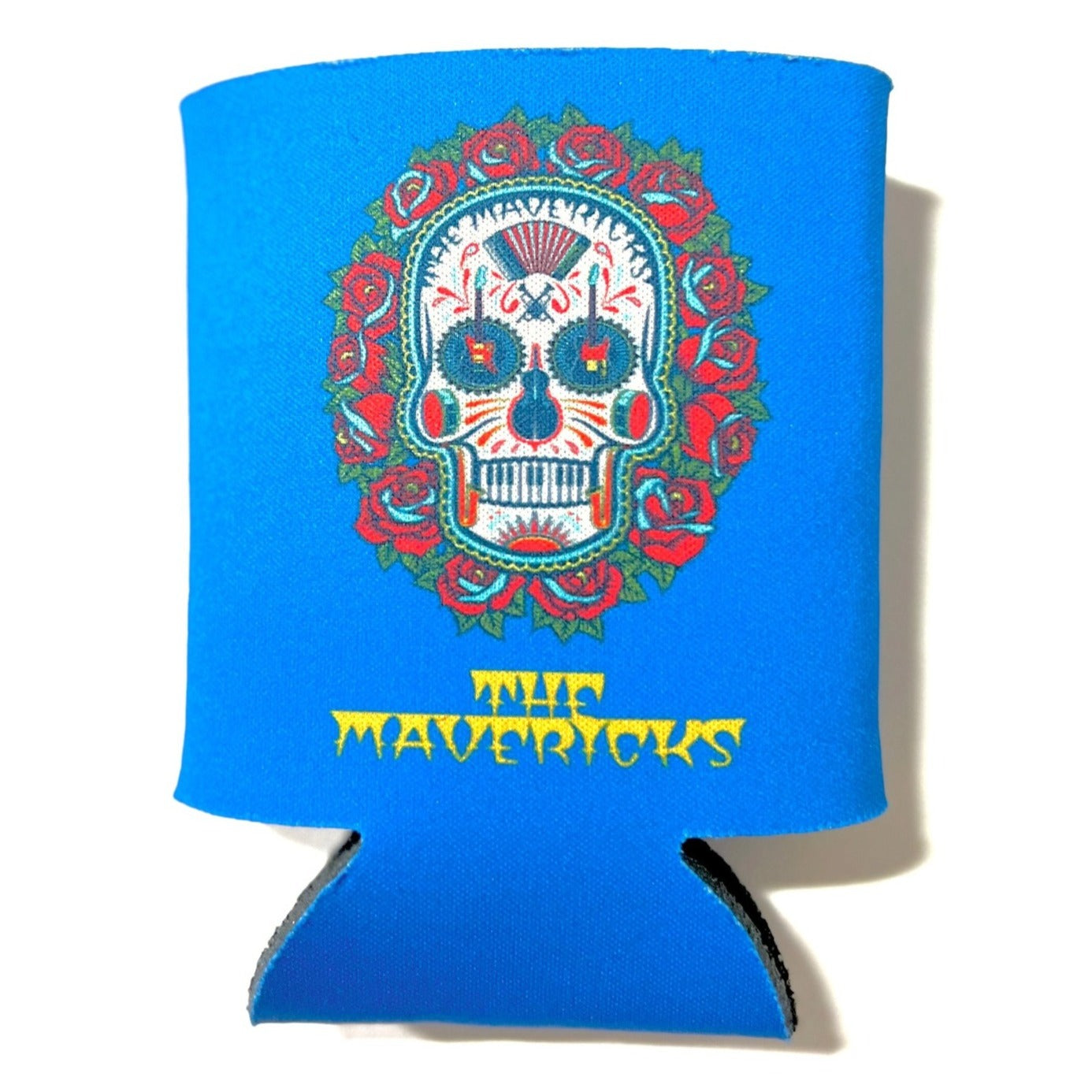 Rose Skull Blue Canned Drink Koozie