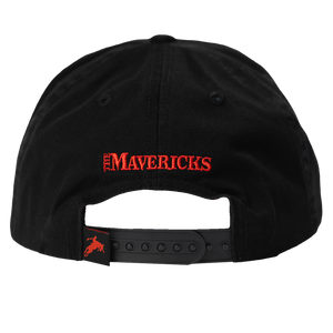 Black baseball cap with ’The Mavericks’ text in red on the back strap.