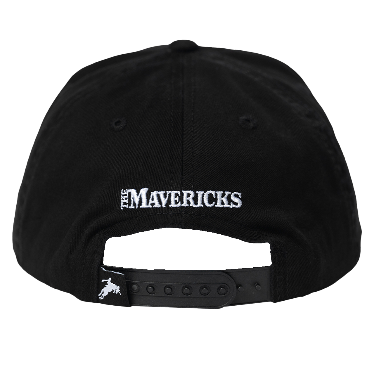 Black baseball cap with ’The Mavericks’ text on the back strap.