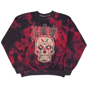 Tie-dye sweatshirt featuring a skull design and ’Mavericks’ text.