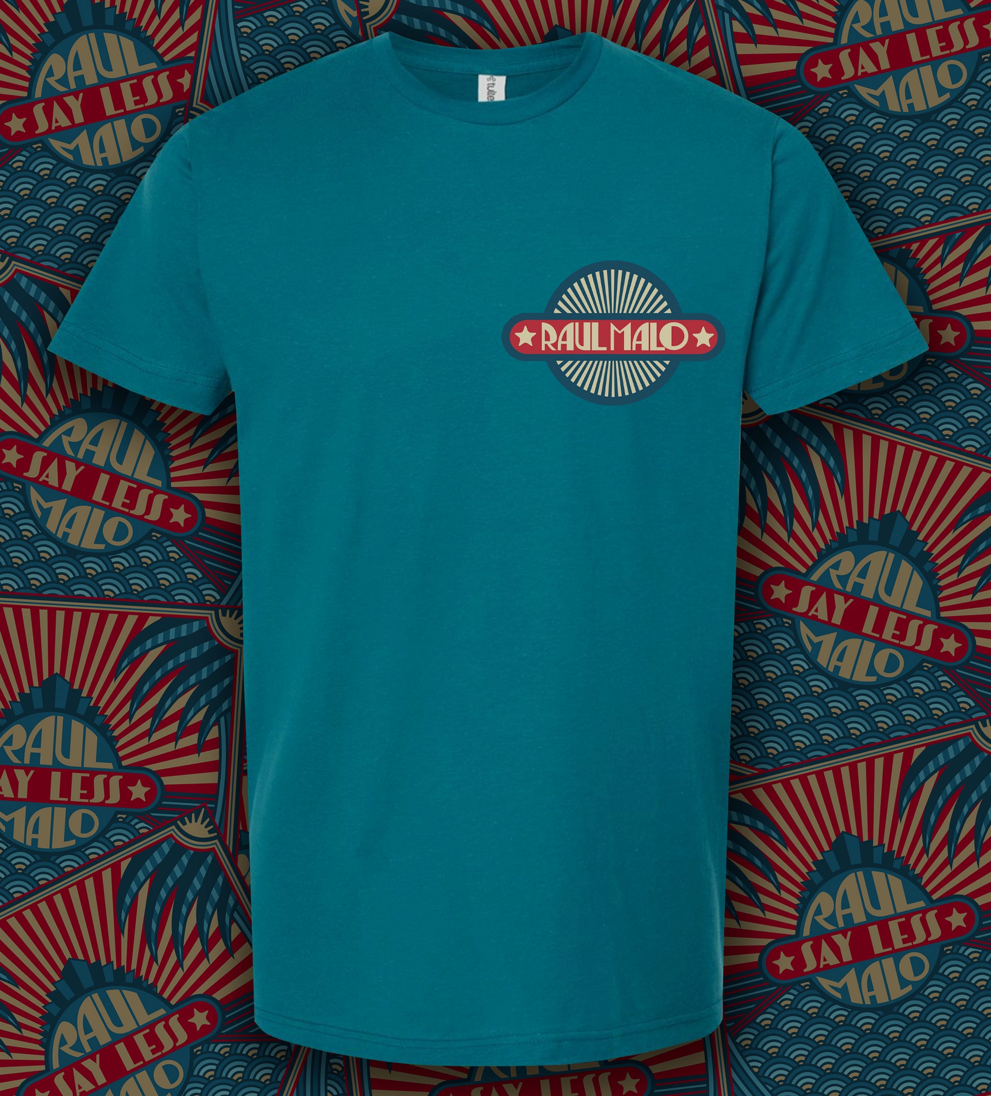 Teal t-shirt with a retro-style ’Multnomah’ logo on the chest.