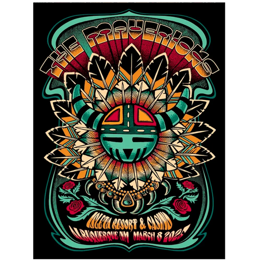 Colorful Native American-themed concert poster.