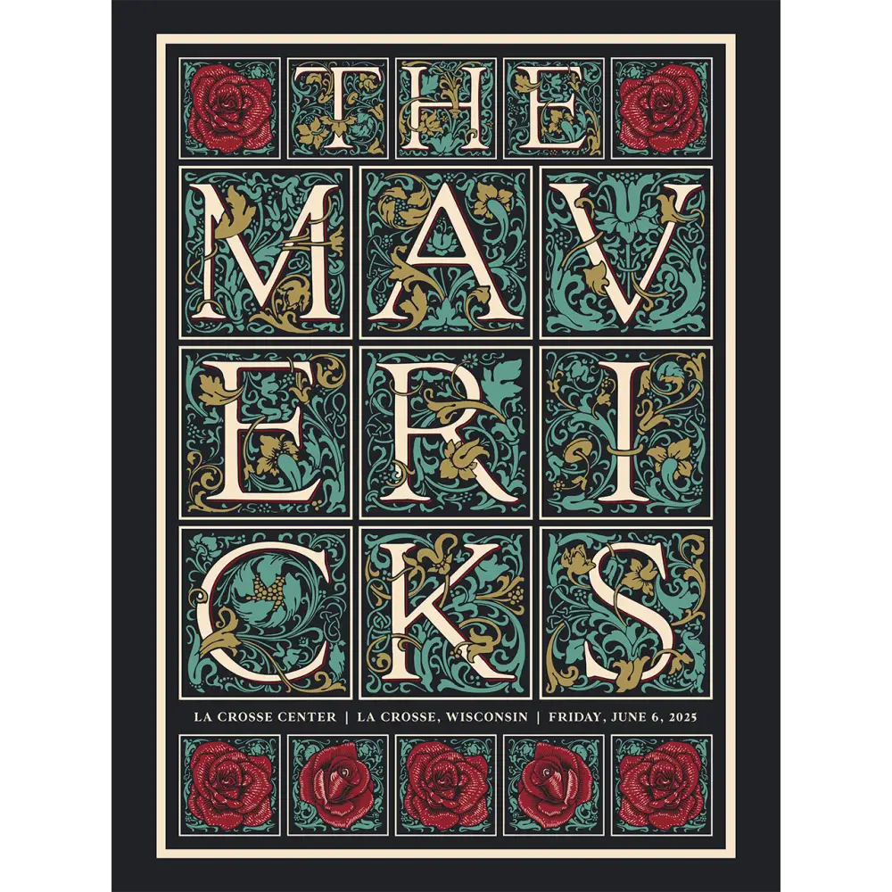 Ornate Mavericks concert poster.