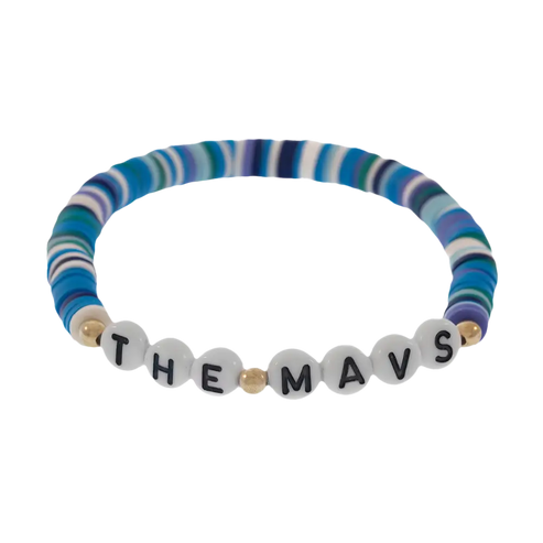 Colorful beaded bracelet with letter beads.