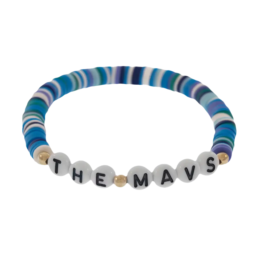 Colorful beaded bracelet with letter beads.