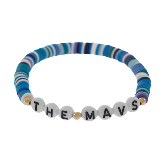 Colorful beaded bracelet with letter beads.