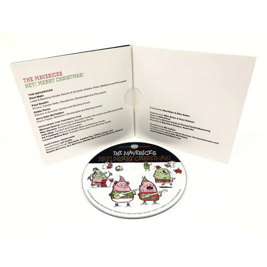 CD album with an open digipak case displaying track listings and cartoon characters on the disc.