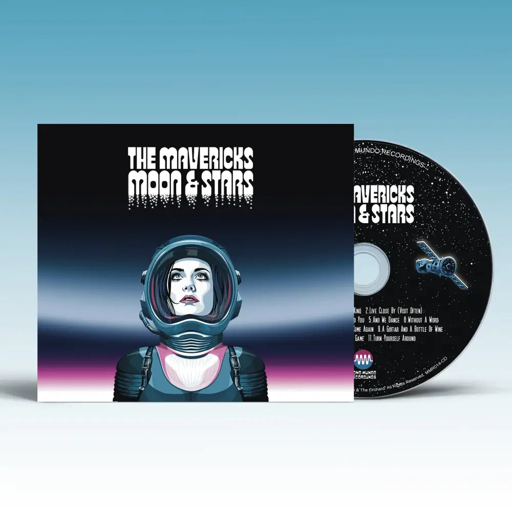 Album cover featuring an astronaut against a gradient background with an accompanying CD.