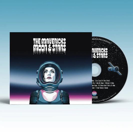 Album cover featuring an astronaut against a gradient background with an accompanying CD.