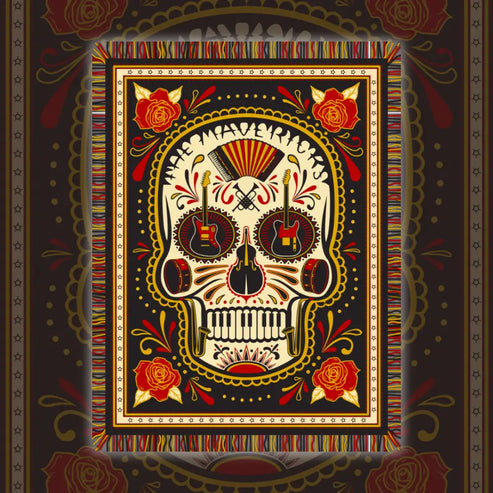 Musical sugar skull rug.