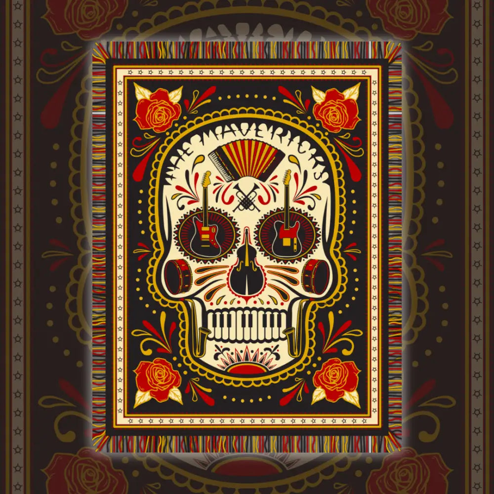 Musical sugar skull rug.