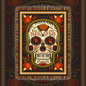 Musical sugar skull rug.