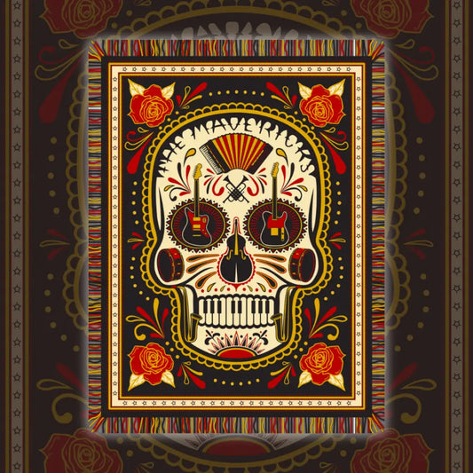 Musical sugar skull rug.