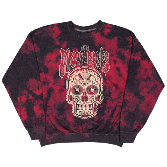 Tie-dye sweatshirt featuring a skull design and ’Mavericks’ text.
