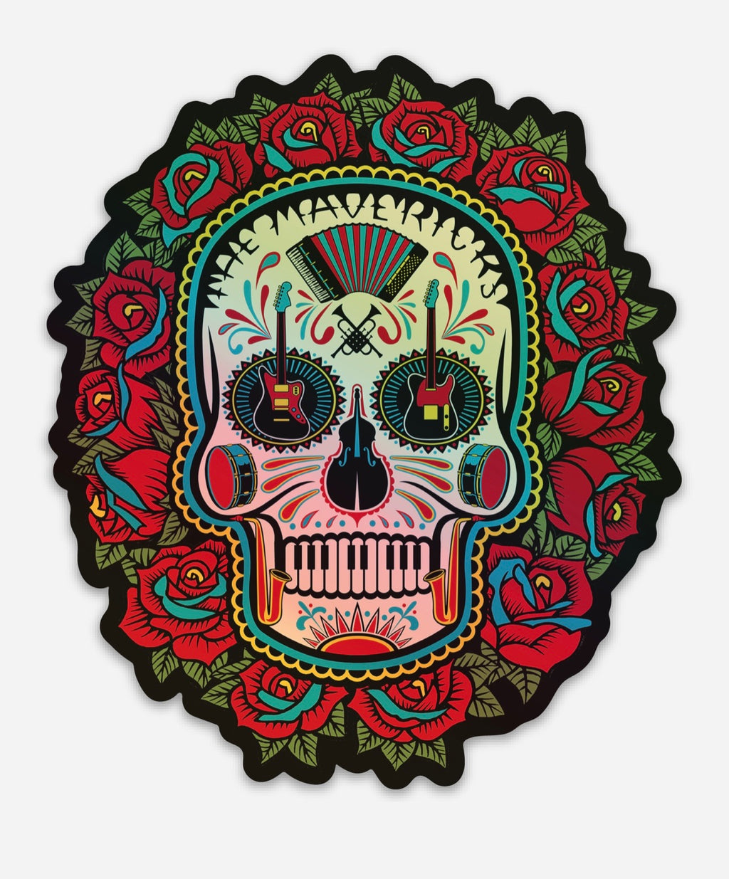 Holographic Mavericks 'Rose Skull’ Sticker