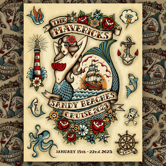 Autographed Mavericks x Nick Farrow Sandy Beaches Cruise 2023 Poster